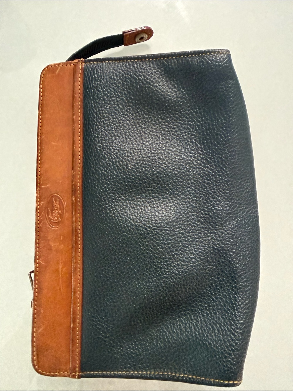 Vintage Lacoste Leather Clutch Bag Zip Pouch with Key
